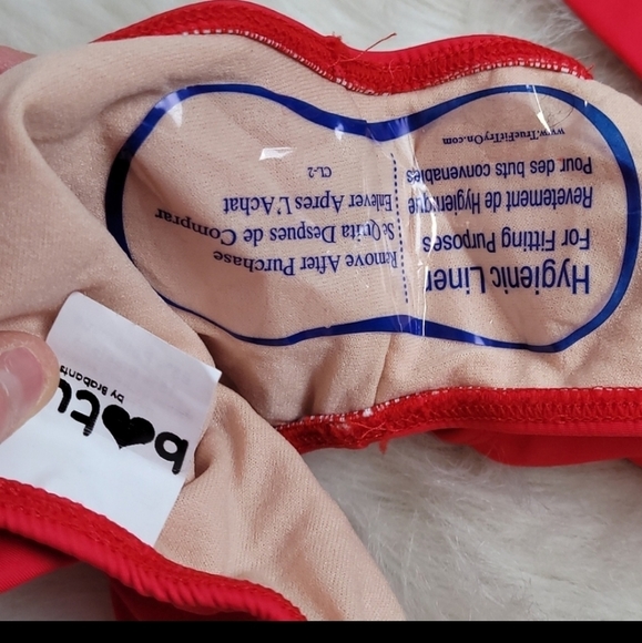 Booty by Brabants Brazilian Red cutouts one piece cheeky high-waist swim wear Lg - Picture 12 of 16